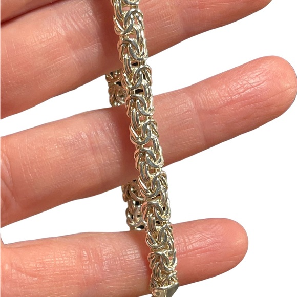 925 Sterling Silver Byzantine Link Bracelet 8” Inch Chain bracelet - Picture 7 of 9